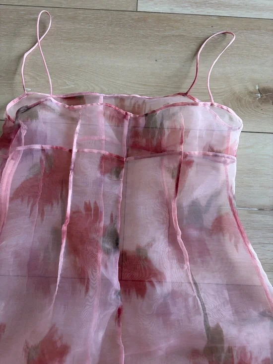 Source Unknown Pink Sheer Floral Maxi Dress - Picture 5 of 7